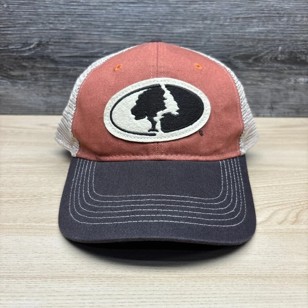 Mossy Oak Hat Cap Snap Back Orange Beige Brown Tree Logo Hunting Outdoor Fishing